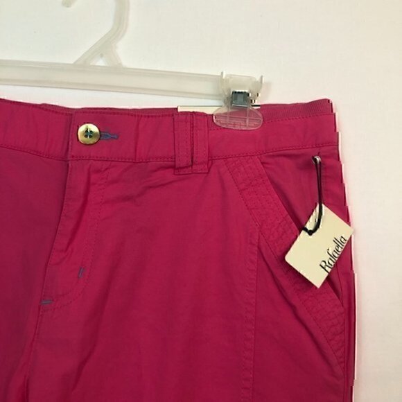 NEW NWT RAFAELLA PETITE Classic Capri Bright Hot Pink Barbie Cuffed Cotton sz 6P - Picture 3 of 7